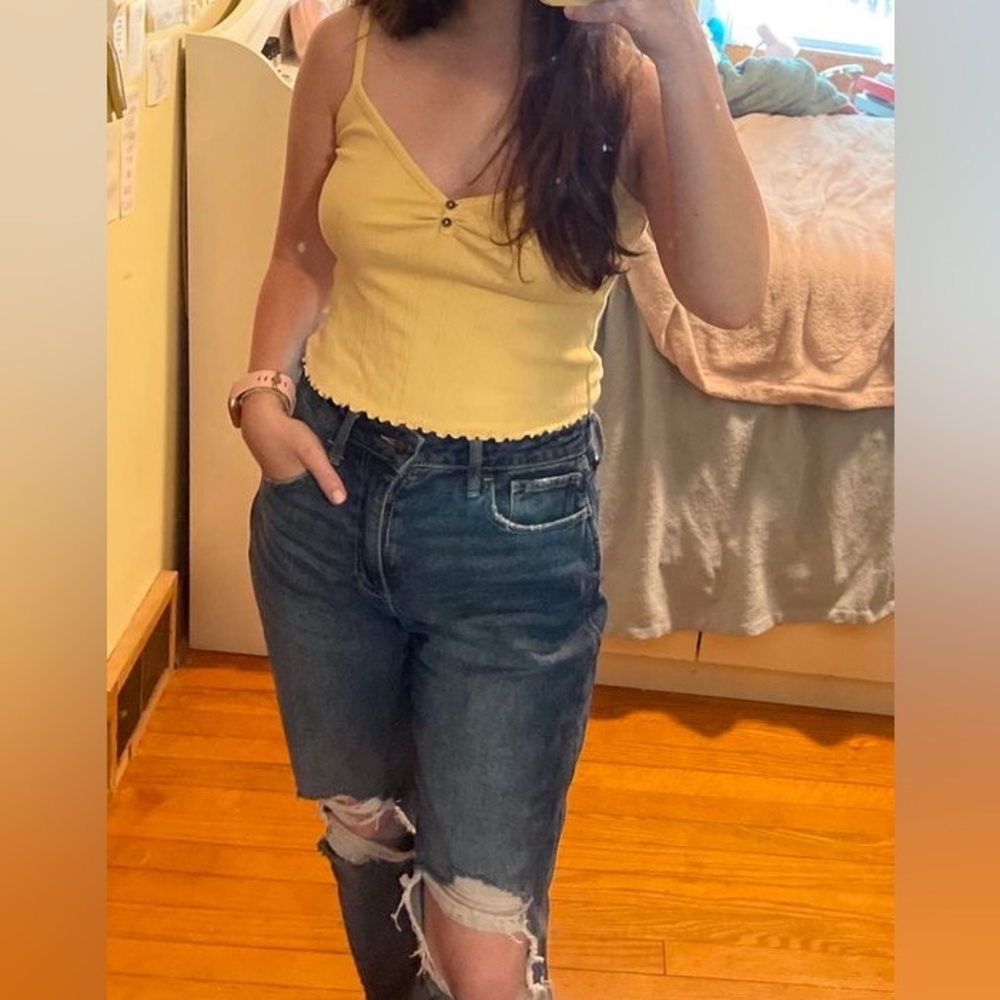 Forever 21 Yellow Cropped Tank